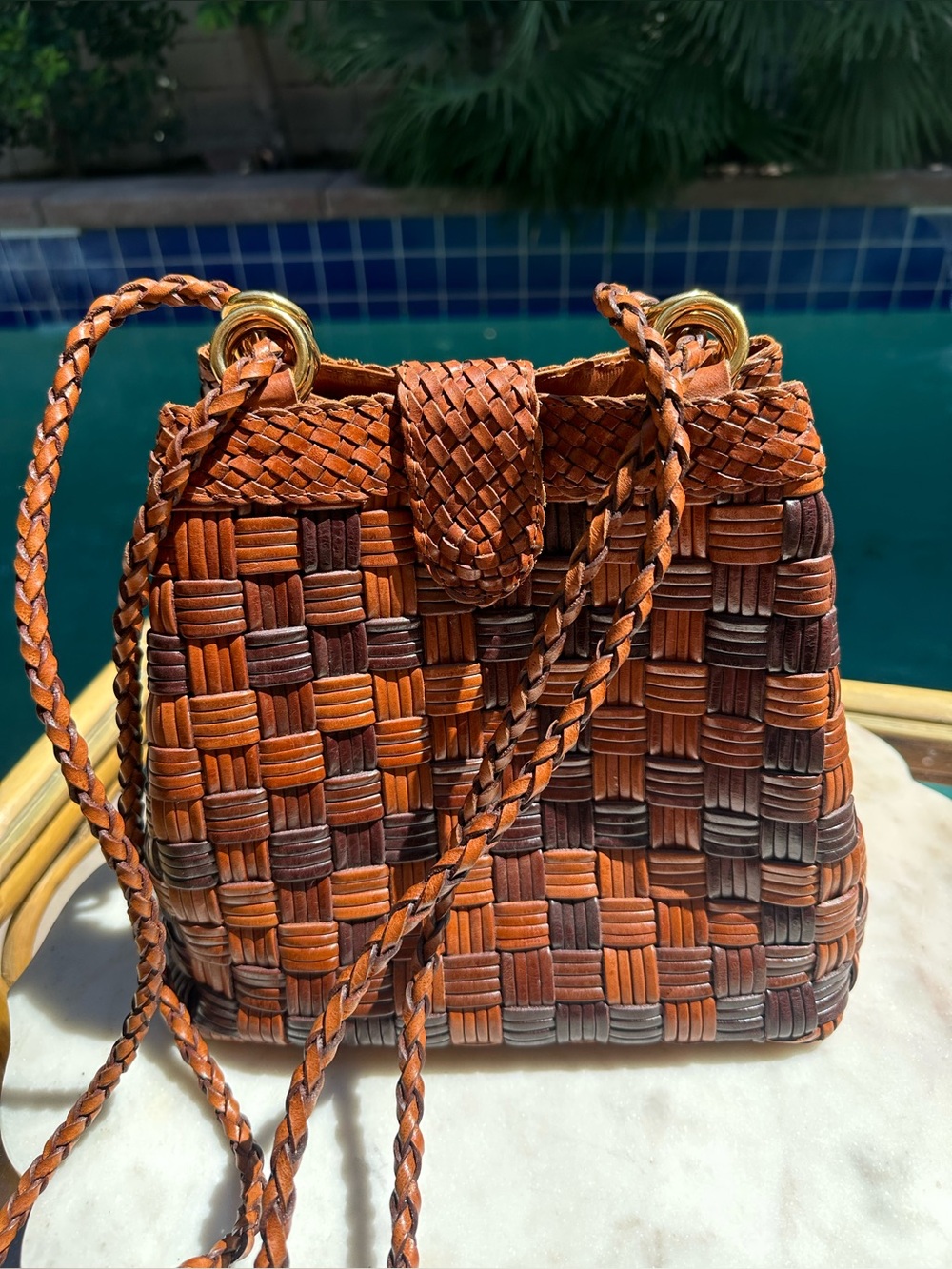 Vintage Woven Leather Bucket Bag - Picture 5 of 15